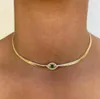 Chaîne à chevrons de 4MM de largeur, collier ras du cou à breloque mauvais œil, couleur or, nouveau Design à la mode pour femmes, bijoux 1460633, 2021