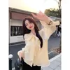 Women's Blouses Sweet V-Neck Folds Ruffles Lace Up Bow Shirts Clothing 2024 Spring Loose All-match Tops Butterfly Sleeve