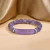 Strand Purple Crystal Quartz Amethysts Armband Natural Round Pärlor Armband för kvinnors gåva