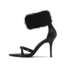 Dress Shoes 2024 One Line Buckle Sexy Plush Open Toe Pointed Slim Heel Sandals With Black Versatile High Heels