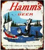 Винтажная жестяная банка Hamms, пиво, медведь, рыбалка, озеро, лодка, жестяная металлическая вывеска 8x12 дюймов5800945