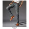 Leevesi autentici jeans elasticizzati a gamba dritta autunnali e invernali da uomo, pantaloni lunghi slim larghi casual da uomo