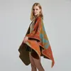 Sjaals Winter Warme Fleece Sjaal Luxe Elegante Etnische Stijl Dubbelzijdig Kasjmier Cape Dikker Pluche Wraps Sjaal