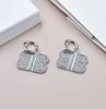 Boucles d'oreilles de luxe plaquées or 18 carats pour femmes, mode simple, pendentif en strass, bijoux de charme, couleur or chanceux, boucle d'oreille en argent 925 avec boîte