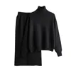 Skirts Women Knit 2 Piece Sweater Sets Long Sleeve Pullover Tops Elastic Waist Skirt Set Official Store Ropa De Mujer