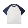レディースTシャツTシャツ夏の短袖ラグランスリーブTシャツレトロラウンドネックコントラストカラートップルーズカジュアルボトムシャツ