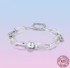 Me Pulsera de clip de papel de plata 925 Sterling Love Forever Pulseras de cadena aptas para mujeres Joyería Pulseira Lady Gift con caja original 1055836