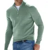 メンズポロスヴィンテージソリッドウールポロシャツfor Men for Autumn Daily Loose Pullovers 2024 Winter Mens Fashion Zip-Up Lapel Long Sleeve Tops