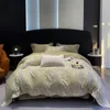 Conjuntos de cama Misty Forest Trees Imprimir Duvet Cover Set 4 Pcs 600TC Eucalipto Lyocell Macio Sedoso com Fronhas de Lençol Plana