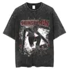 T-shirts pour hommes Anime Chainsaw Man Hommes T-shirt Coton Lavé Chemise Unisexe Streetwear Rétro Tees Harajuku Casual Pochita Tops Y2K Vêtements