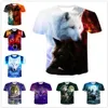 Jeans 17 zomer ronde hals heren dier sterrenhemel wolf 3d digitale print tees casual coyote patroon korte mouw sport-t-shirts sneldrogend