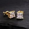 Ohrstecker Roter Kristall Quadratischer Stein Hip Hop Ohrring Vintage Schwarz Gold Silber Farbe Für Frauen Männer Hochzeit Ohrstecker Verlobungsschmuck