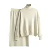 Gonne da donna in maglia maglione da maglione a 2 pezzi set pullover a manica lunga