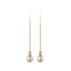 Boucles d'oreilles pendantes en argent Sterling 925, fils d'oreille de 10.5cm, goutte de perles pour femmes, bijoux de tempérament et de Style à la mode