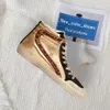 Release 10a New Fashion Women High Shoes Mid Slide Super Ball Star Sneakers Shoes Luxury Sequin Classic White Do-Old Dirty Shoe Pinkgold Shoe