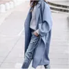 2023 Casual Solid Color Large Woolen Coat Women's Windbreaker