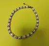 Collier ras du cou en perles de culture d'eau douce, 7-8mm, blanc, riz, cadeau pour femmes, strass marron, 33cm