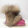 Nueva llegada antideslizante piel de zorro mujer botas de nieve de invierno zapatos de mujer cuero genuino felpa gruesa natural 230922