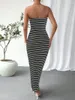 Party Dresses 2024 Women Tube Dress Strapless Backless Striped Slim Fit Long For Cocktail