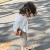 Clothing Sets Girls Clothes Set 2024 Spring Children Fashion Korean Style White Lantern Sleeve Shirt Girl Baby Plaid Casual Pants