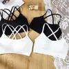 Yoga roupa mulheres sutiãs esportes roupa interior feminino preto e branco correndo colete de fitness secagem rápida superior colheita mulher para cruz beleza volta