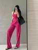 Women's Two Piece Pants Spicy Girl Sexy Open Back Hanging Neck Tank Top High Waist Loose Wide Leg Floor Dragging Set Sweet M943