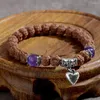 Strand OAIITE Buddhist Bodhi Bracelet For Men Natural Amethyst Beaded Pendant Women Rudraksha Meditation Prayer