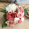 Dekorativa blommor konstgjorda bukett som håller blomma falsk blommande pion brud hem rose bröllop center dekoration