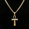 Gyptian Ankh Key Charm Hip Hop Cross Gold Silver Plated Pendant Halsband för män av högsta kvalitet Fashion Party Jewellry Gift299p