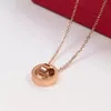 Com caixa clássico luxo feminino colar jóias prego parafuso duplo círculo colar para senhora meninas titânio aço designer amor neckl269w