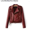 Women's Leather 2024 Arrival Brand Winter Autumn Motorcycle Jackets Yellow Jacket Women Coat Slim PU