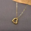 Muzhi 24K 999 Saf Katı Altın Kalp Kolye Kolye Gerçek 24K Altın Güzel Takı Hediyesi Kadınlar için PE010 231229