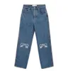 2024Jeans Dames Designer Broekspijpen Open Vork Strakke Capri Denim Broek Voeg Fleece Dikker Warme Afslankende Jean Broek Merk Dameskleding Borduren Afdrukken