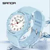 Wristwatches SANDA Brand Women Quartz Watch Casual Fashion Arabic Numeral Scale Silicone Wrist Watches Waterproof 2024 6018