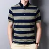 YMWMHU 2023ファッションメンポロシャツストライプグラフィックTシャツ夏クールコットン韓国スタイルの衣類トップ240102