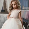 Flickaklänningar flickor bröllopsklänning prinsessan fest champagne blommor boll klänning födelsedagskläder för barn 2-13 år
