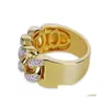 Anelli a grappolo a forma di crytal Cuban Chain Rins Band 18k Gold Ring per uomini Hip Hop Fashion Jewelry Will and Drop Delivery Gioielli Anello DH3HB DH3HB