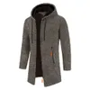 ジャケット2024新しいメンズフード付き秋の暖かいジャケット特別な大きなセータージッパー冬のソリッドカラートップ240102