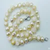 Choker 8-9mm Truly Baroque Freshwater Pearl Necklace/white/pink/grey 17 Inches (There Are Tracking Number Around The World)