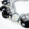 Colliers GuaiGuai Bijoux Naturel Gris Keshi Rond Perle Agates Noir Onyx Collier En Cristal Pour Les Femmes