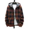 Men's Sweaters Plaid Fleece Lined Hooded Warm Thick Jacket Casual Long Sleeve Sherpa Hoodies With Full Zip Up Gym Sports