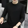 Herr t-skjortor 2024 Spring Summer Men Long Sleeve Shirt Modal Top Pure Color Casual O-Neck Tee Tunics Clothing M-5XL