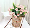 Decorative Flowers 2 Pcs Artificial Flower Silk Rose White Eucalyptus Leaves Peony Bouquet Fake For Wedding Table Party Vase Home Decoration