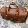 Duffel Bags Saco De Couro Vintage Para Homens Mulheres Full Grão Couro Grande Viagem Ginásio Esportes Durante A Noite Weekender Grande