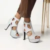 Модельные туфли, весенне-летние стильные женские сандалии в Риме с открытым носком, модные вечерние туфли высотой 9 см, большие размеры 34-48