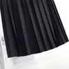 Jupes Vintage noir taille haute plissée jupe mi-longue pour femmes printemps et automne collège style ensemble a-ligne 5XL