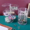 Rings Rotating Jewelry Storage Box Makeup Storage Rack Bracelet Earring Round Plastic Organizer Boxes Holder Display Rack with Cover