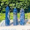 Torre de quartzo de cristal de fundição azul natural, ponto de quartzo, cristal transparente, varinha de obelisco, cristal de cura.