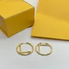 Gold Silber Farbe Luxus Marke Stud Ohrringe Hohl F Brief Ring Messing Engagement Ohrring Für Frauen Party Geschenk Großhandel