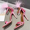 Летние сандалии-концерт Aquazzura, женские туфли на высоком каблуке с перьями, черные женские сандалии, праздничное свадебное платье, EU35-43